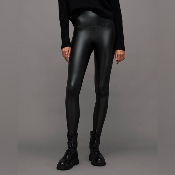 All Saints Pants - All Saints Cora High-Rise Skinny Fit Faux Leggings